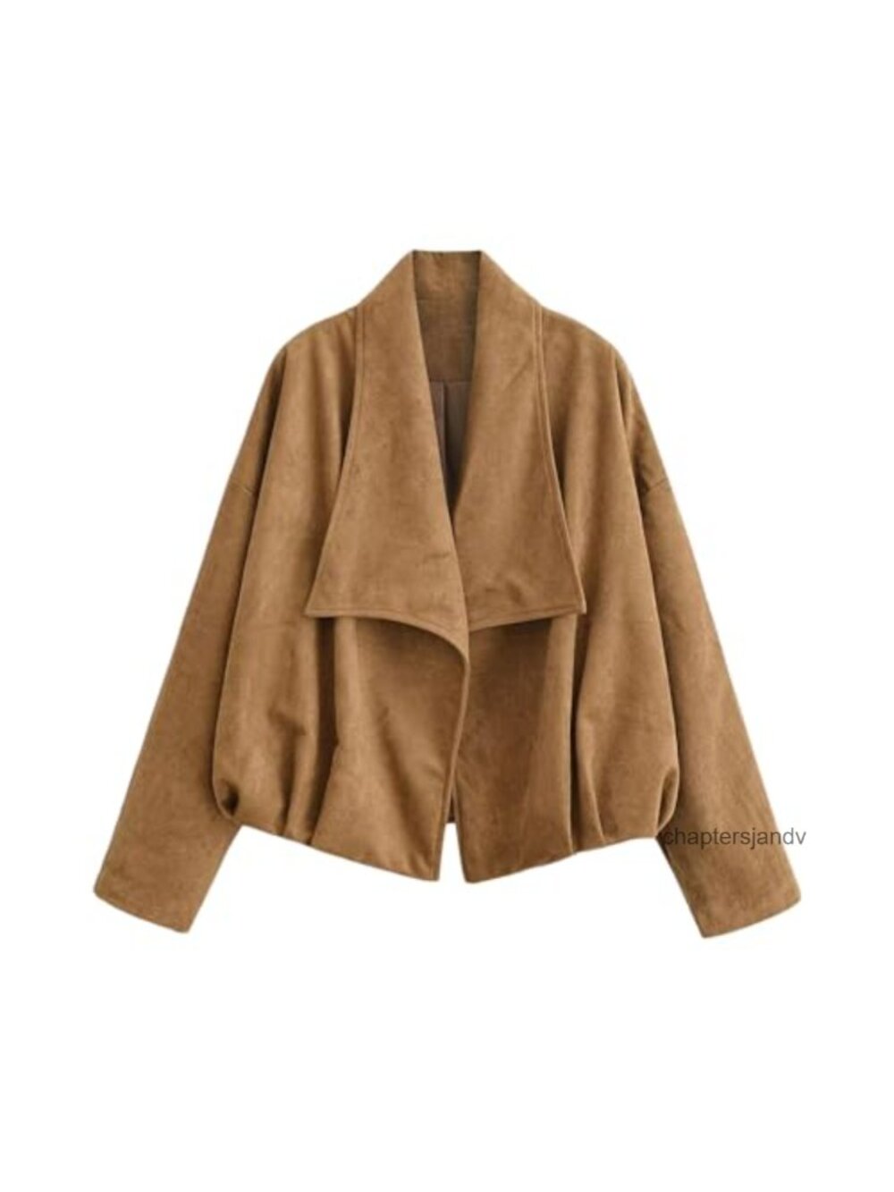 Faux Suede Wrap Jacket Open Front Loose Fit Long Sleeve Spring Fall Coat